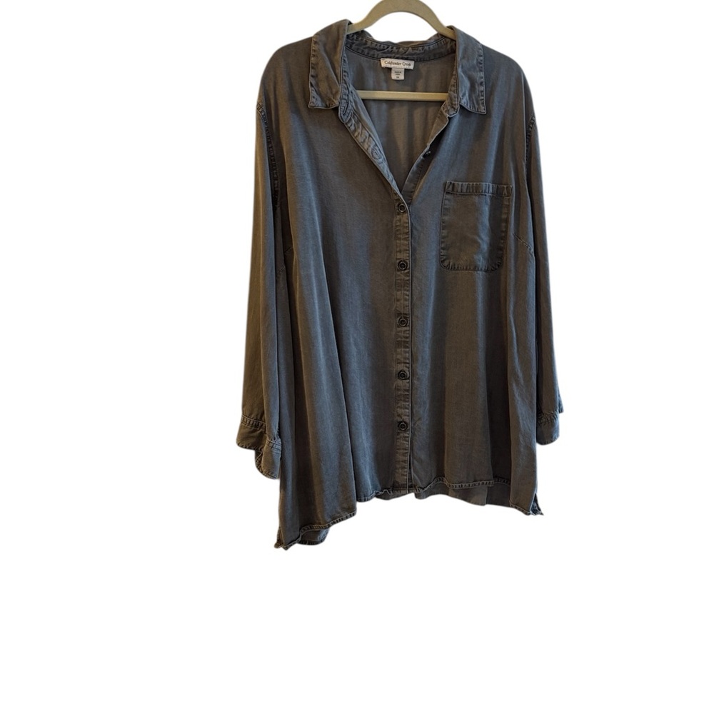 Coldwater Creek Tencel Casual Gray Button-Up Shirt in Size 3X